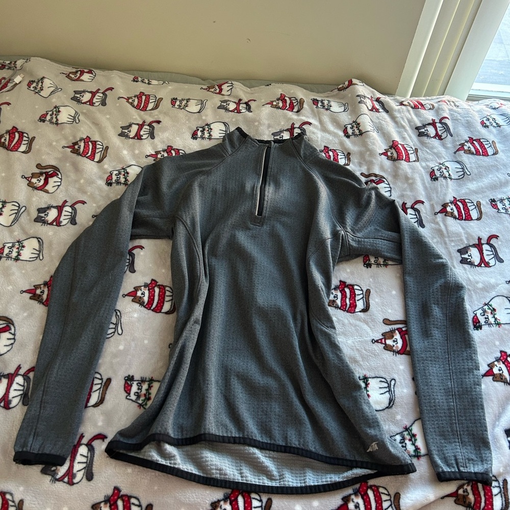 Gray Long-Sleeve Quarter-Zip Top